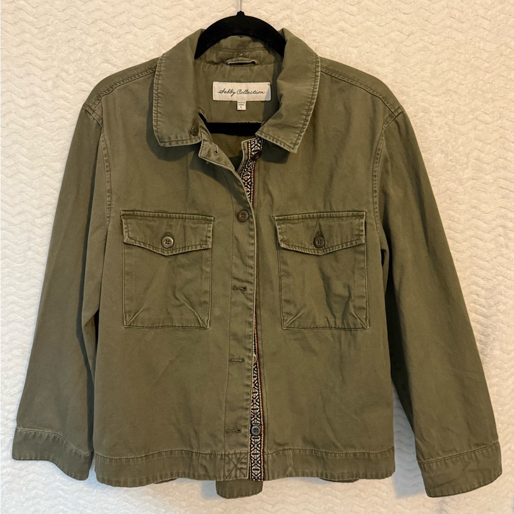 Sebby Collection Olive Jean Jacket. Size large.